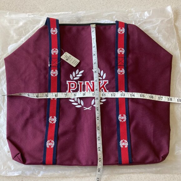 Victoria's Secret PINK Burgundy Logo Duffle Weekender Bag. NWT - Picture 12 of 16
